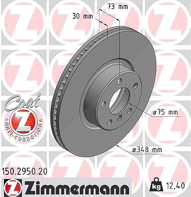 Zimmermann 1x Bremsscheibe Vorderachse Rechts [Hersteller-Nr. 150.2950.20] für BMW