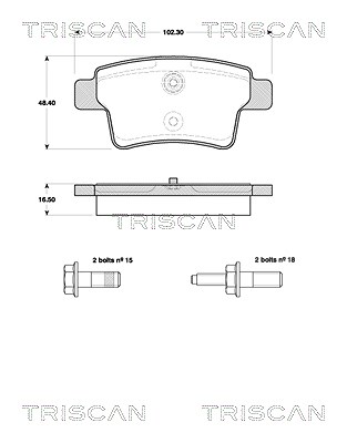 Triscan Bremsbeläge hinten (Satz) [Hersteller-Nr. 811038007] für Citroën