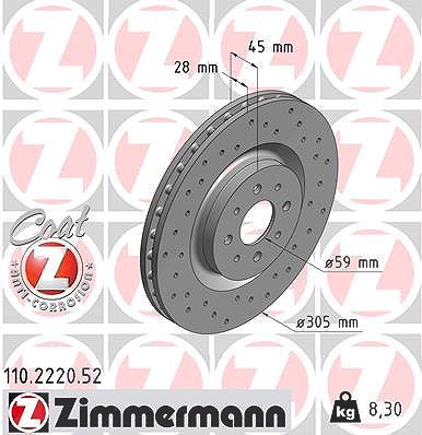 Zimmermann Bremsscheibe [Hersteller-Nr. 110.2220.52] für Alfa Romeo