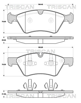 Triscan Bremsbelagsatz, Scheibenbremse [Hersteller-Nr. 811023051] für Mercedes-Benz