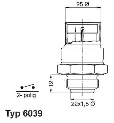 Wahler Temperaturschalter, Kühlerlüfter [Hersteller-Nr. 6039.95D] für Seat, Audi, VW