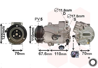 Van Wezel Kompressor, Klimaanlage [Hersteller-Nr. 3700K606] für Opel, Chevrolet