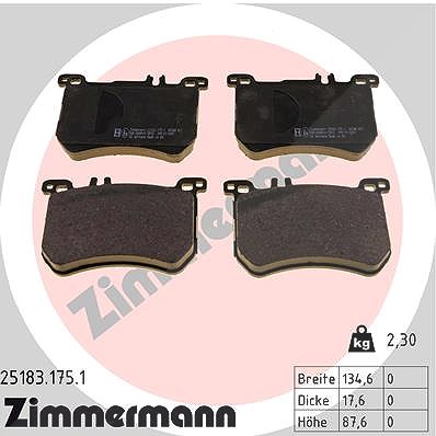 Zimmermann Bremsbelagsatz, Scheibenbremse [Hersteller-Nr. 25183.175.1] für Mercedes-Benz