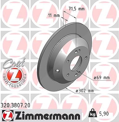 Zimmermann Bremsscheibe [Hersteller-Nr. 320.3807.20] für Kia, Hyundai