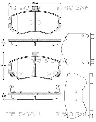 Triscan Bremsbelagsatz, Scheibenbremse [Hersteller-Nr. 811043034] für Hyundai