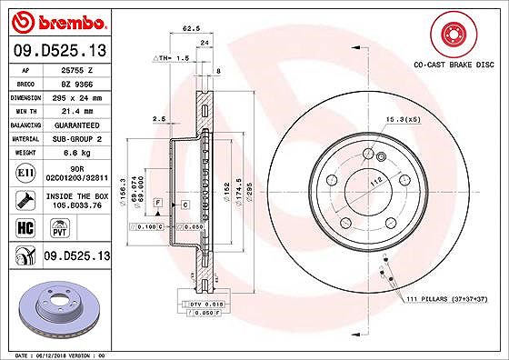 Brembo Bremsscheibe [Hersteller-Nr. 09.D525.13] für Mercedes-Benz