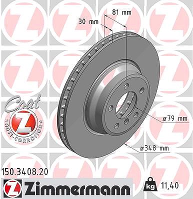 Zimmermann 1x Bremsscheibe [Hersteller-Nr. 150.3408.20] für BMW