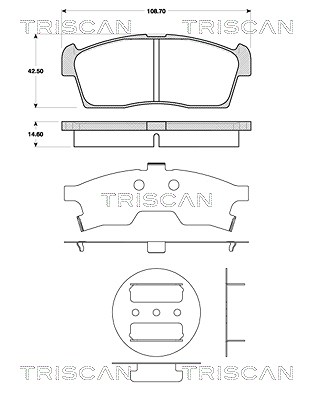 Triscan Bremsbelagsatz, Scheibenbremse [Hersteller-Nr. 811069015] für Suzuki, Peugeot, Mitsubishi, Citroën