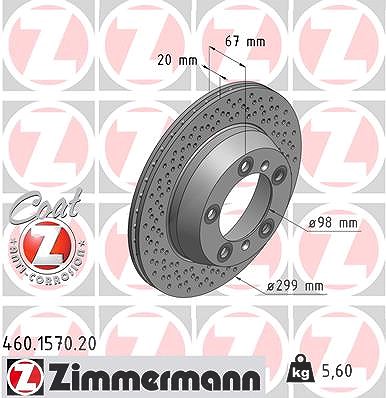 Zimmermann Bremsscheibe [Hersteller-Nr. 460.1570.20] für Porsche