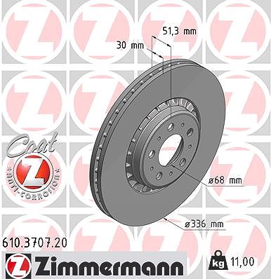 Zimmermann 1x Bremsscheibe [Hersteller-Nr. 610.3707.20] für Volvo