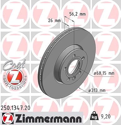 Zimmermann Bremsscheibe [Hersteller-Nr. 250.1347.20] für VW, Seat, Ford