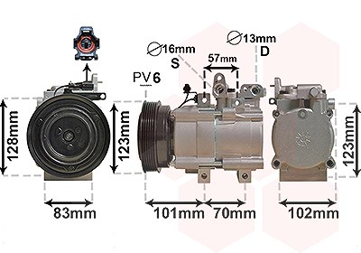 Van Wezel Kompressor, Klimaanlage [Hersteller-Nr. 8200K219] für Hyundai, Kia