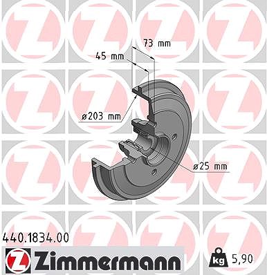 Zimmermann 1x Bremstrommel [Hersteller-Nr. 440.1834.00] für Peugeot, Citroën, Ds