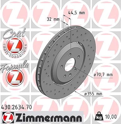 Zimmermann 1x Bremsscheibe [Hersteller-Nr. 430.2634.70] für Opel