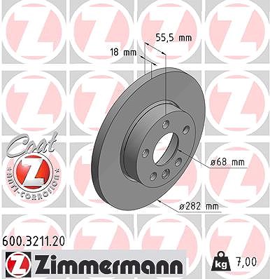 Zimmermann Bremsscheibe voll vorne [Hersteller-Nr. 600.3211.20] für VW