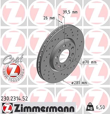 Zimmermann Bremsscheibe [Hersteller-Nr. 230.2314.52] für Alfa Romeo, Fiat, Jeep