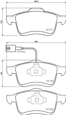 Brembo Bremsbeläge mit VWK vorne (Satz) [Hersteller-Nr. P23130] für Vauxhall, Lancia, Opel, Fiat, Chrysler