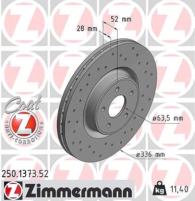 Zimmermann 1x Bremsscheibe [Hersteller-Nr. 250.1373.52] für Ford