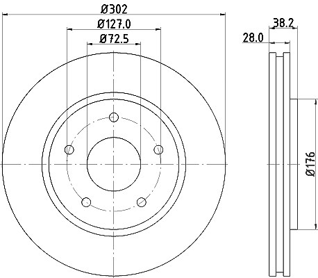 Hella Bremsscheibe Vorderachse Belüftet [Hersteller-Nr. 8DD355115-841] für Fiat, Chrysler, Dodge