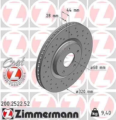 Zimmermann Bremsscheibe [Hersteller-Nr. 200.2522.52] für Renault, Nissan
