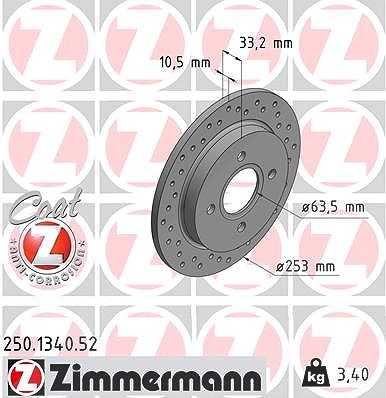 Zimmermann Bremsscheibe [Hersteller-Nr. 250.1340.52] für Ford