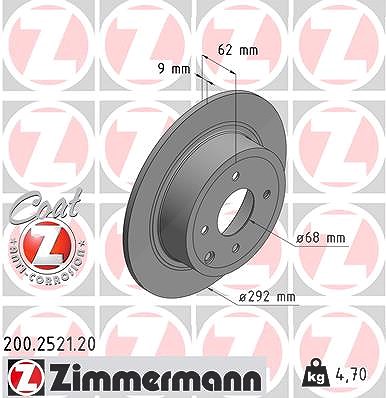 Zimmermann Bremsscheibe [Hersteller-Nr. 200.2521.20] für Nissan
