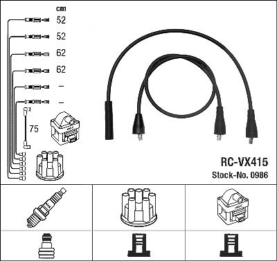 Ngk Zündleitungssatz [Hersteller-Nr. 0986] für Opel, Vauxhall