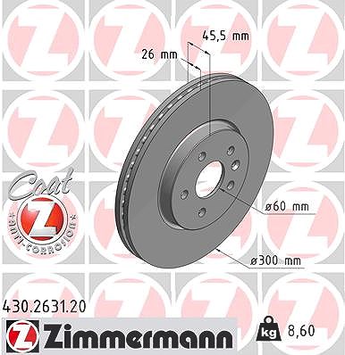 Zimmermann Bremsscheibe Vorderachse Belüftet [Hersteller-Nr. 430.2631.20] für Chevrolet, Opel, Vauxhall