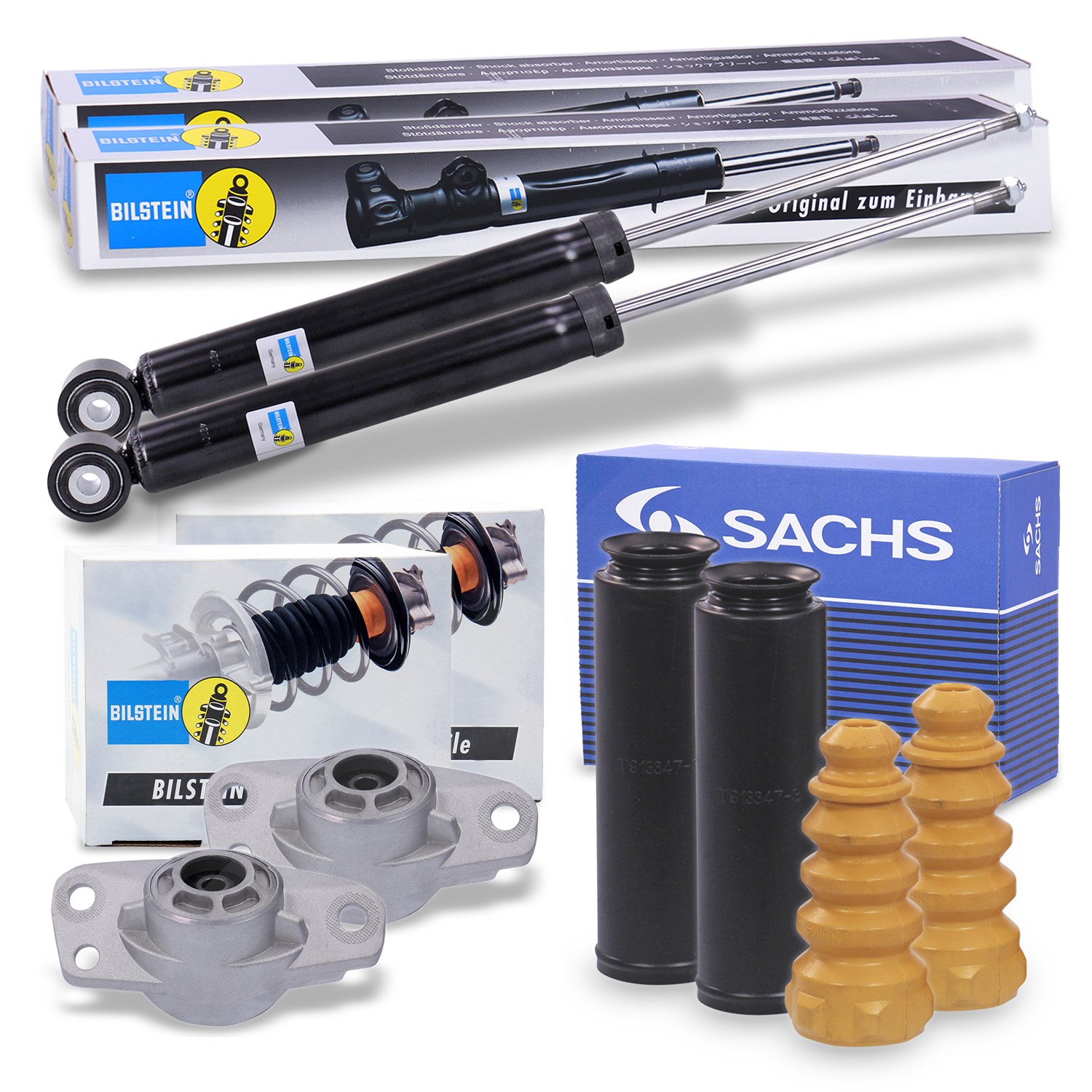 Bilstein 2x Stoßdämpfer +Domlager +Staubschutz Hinterachse [Hersteller-Nr. 40366967] für VW, Skoda