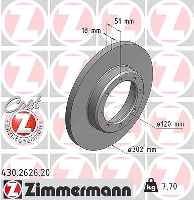 Zimmermann Bremsscheibe Hinterachse Voll [Hersteller-Nr. 430.2626.20] für Renault, Nissan, Opel