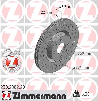 Zimmermann Bremsscheibe [Hersteller-Nr. 230.2382.20] für Abarth