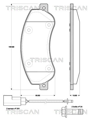 Triscan Bremsbelagsatz, Scheibenbremse [Hersteller-Nr. 811016019] für Ford