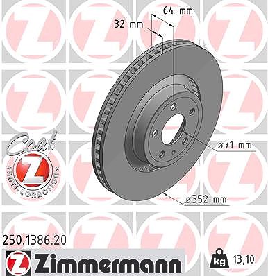 Zimmermann 1x Bremsscheibe [Hersteller-Nr. 250.1386.20] für Ford Usa