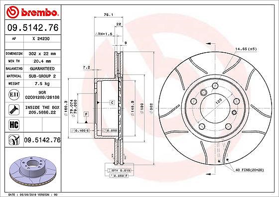 2x Bremsscheibe innenbelüftet 09.5142.76 BREMBO für BMW 5 5 Touring 7 - Bild 4