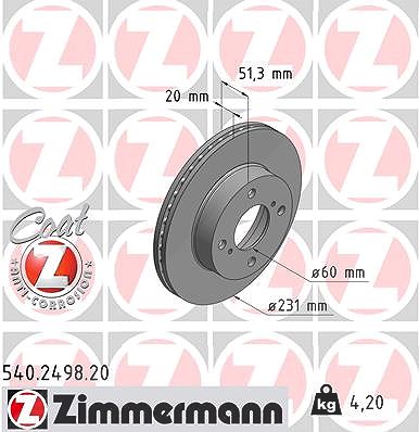 Zimmermann Bremsscheibe [Hersteller-Nr. 540.2498.20] für Nissan, Suzuki