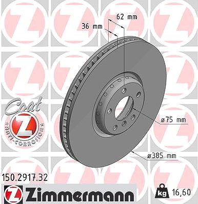 Zimmermann 1x Bremsscheibe Vorderachse Links [Hersteller-Nr. 150.2917.32] für BMW