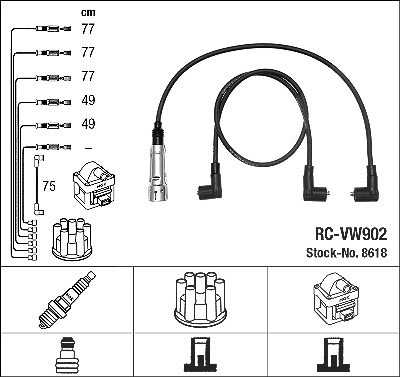 Ngk Zündleitungssatz [Hersteller-Nr. 8618] für VW