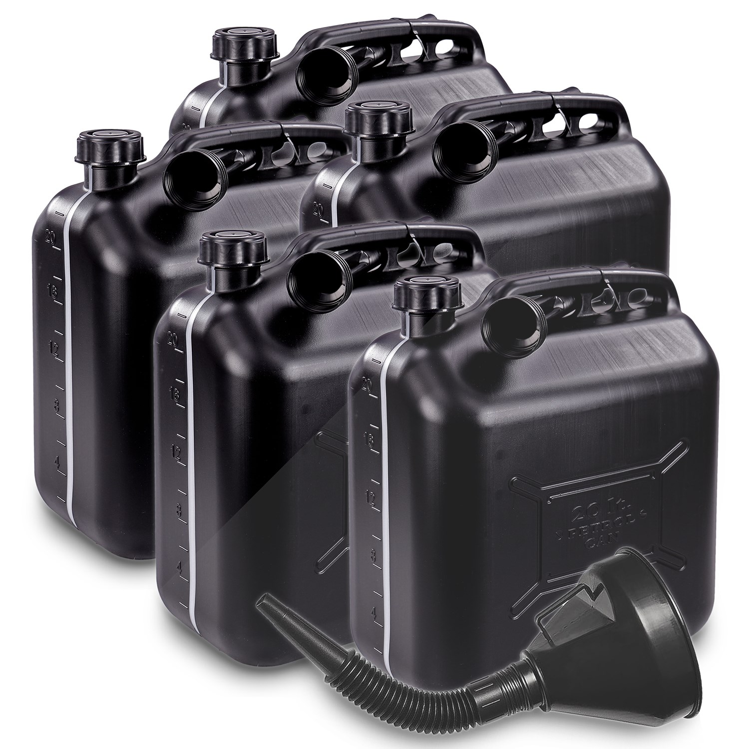 Proplus 5x Benzinkanister 20L Kunststoff schwarz UN-geprüft + Tri [Hersteller-Nr. 40371999]
