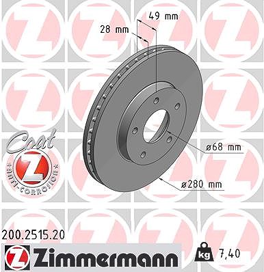Zimmermann Bremsscheibe [Hersteller-Nr. 200.2515.20] für Nissan