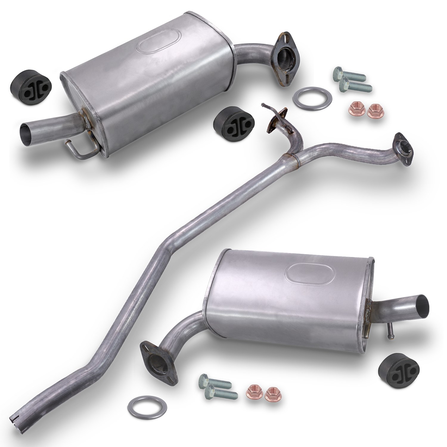 Bestprice Endschalldämpfer Set (links + rechts) + Verbindungsrohr [Hersteller-Nr. 40279867] für Mazda