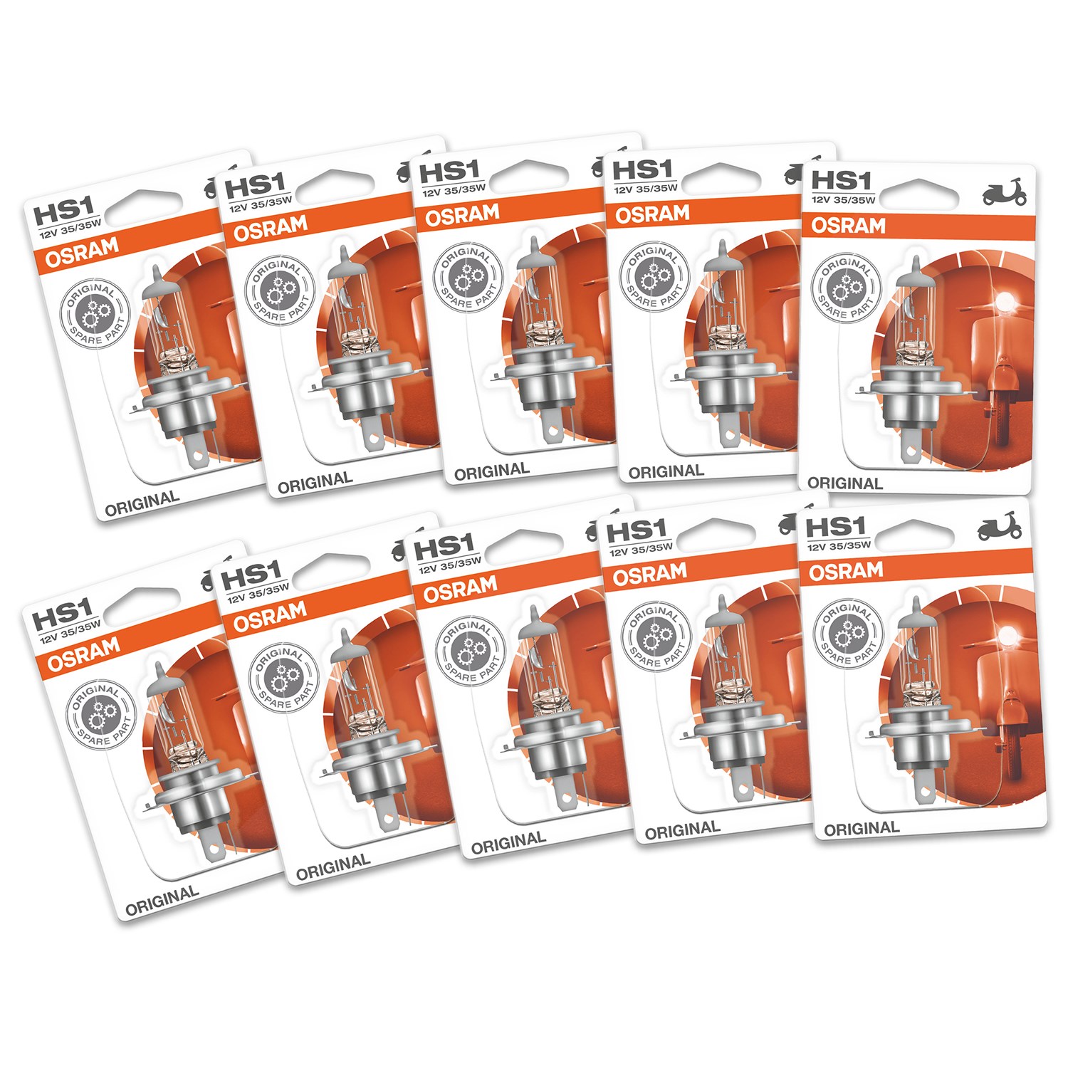 Osram 10x HS1 Original Line Glühlampe [Hersteller-Nr. 64185] für Piaggio, Vespa, Yamaha, Gasgas, Peugeot, Honda, Kawasaki