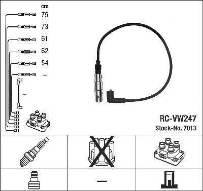 Ngk Zündleitungssatz [Hersteller-Nr. 7013] für Seat, VW