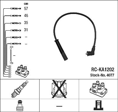 Ngk Zündleitungssatz [Hersteller-Nr. 4077] für Kia
