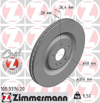 Zimmermann Bremsscheibe [Hersteller-Nr. 100.3376.20] für VW, Audi