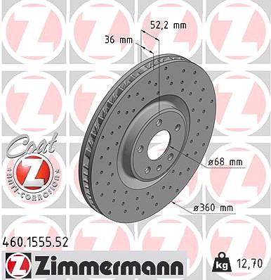 Zimmermann 1x Bremsscheibe Vorderachse Rechts [Hersteller-Nr. 460.1555.52] für Porsche