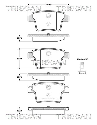 Triscan Bremsbelagsatz, Scheibenbremse [Hersteller-Nr. 811016016] für Jaguar, Ford