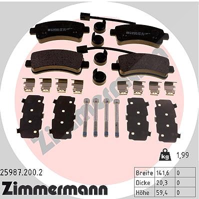 Zimmermann Bremsbelagsatz, Scheibenbremse [Hersteller-Nr. 25987.200.2] für Citroën, Fiat, Peugeot