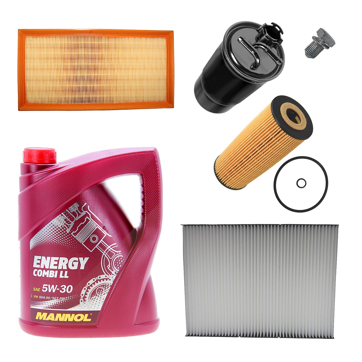 Bestprice Inspektionspaket Filtersatz SET B + 5l 5W-30 Motoröl [Hersteller-Nr. 10491151] für Audi, Skoda, VW