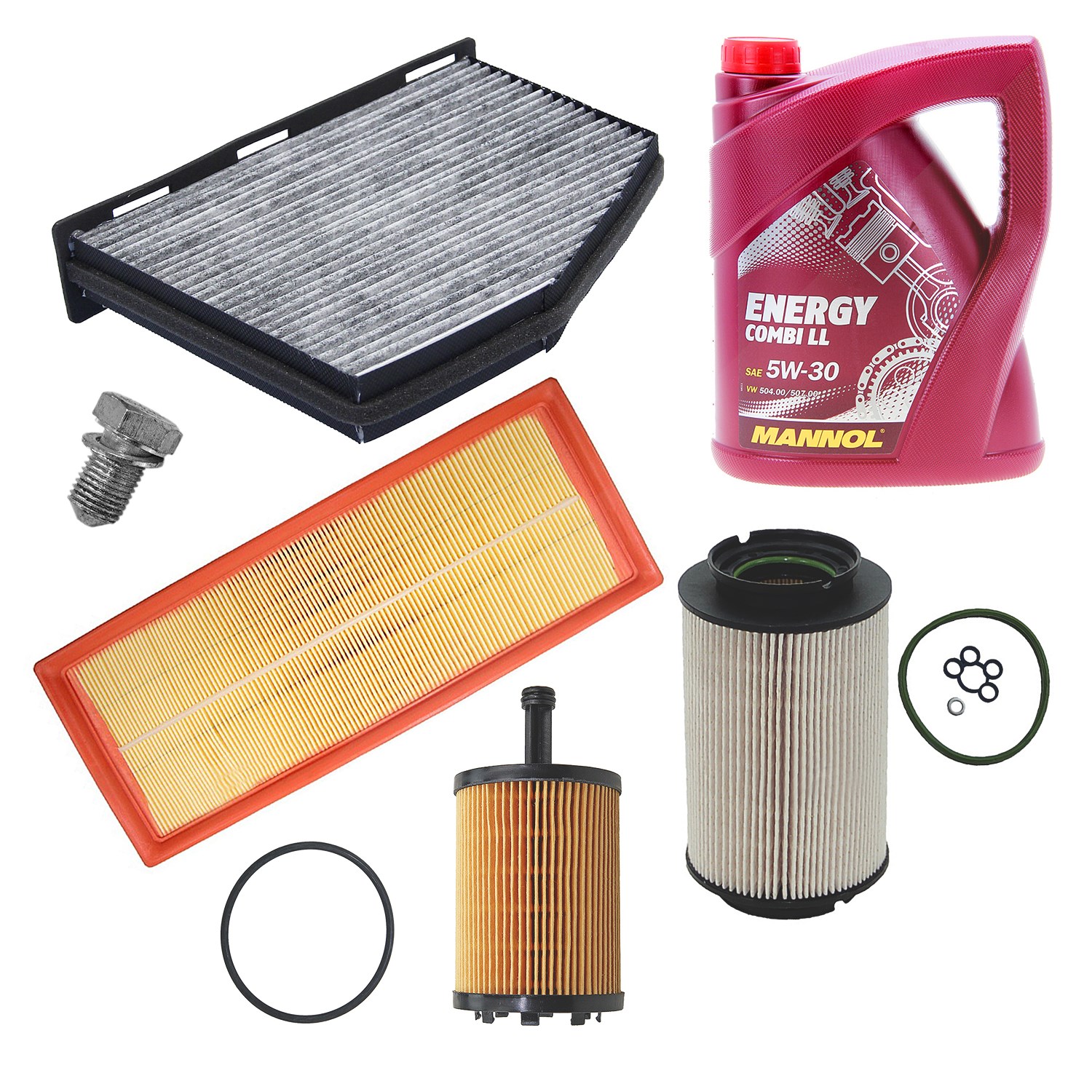 Bestprice Inspektionspaket Filtersatz SET B + 5l 5W-40 Motoröl [Hersteller-Nr. 10491152] für Skoda, Audi, Seat, VW