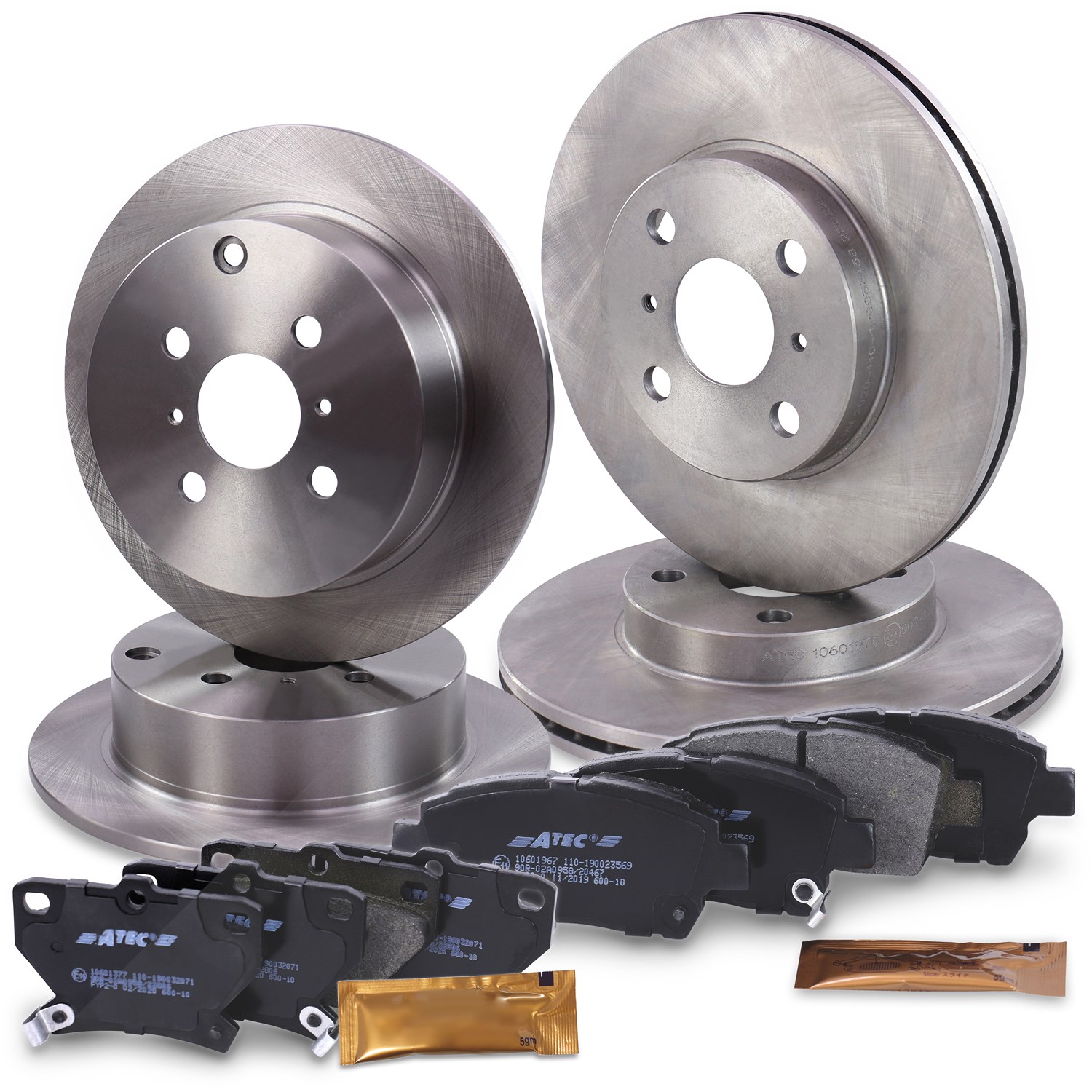 Bestprice Bremsscheiben + Bremsbeläge Vorne + Hinten [Hersteller-Nr. 10603317] für Toyota